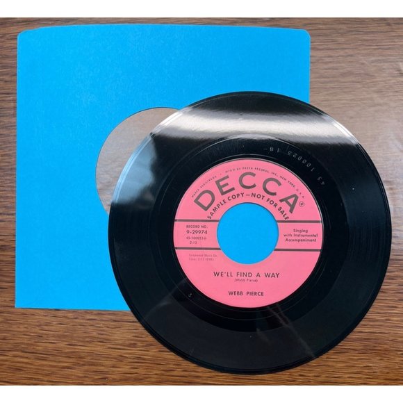 Webb Pierce We'll Find a Way / Any Old Time 45 Country Promo DECCA 9-29974 - Picture 3 of 4